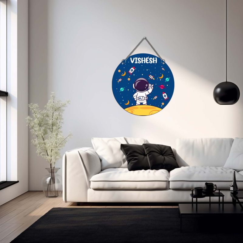Personalized Space Theme Wall Hanging Decoration with Astronaut Design Kids Room Decor Wall Art Astronaut Theme Return Gift